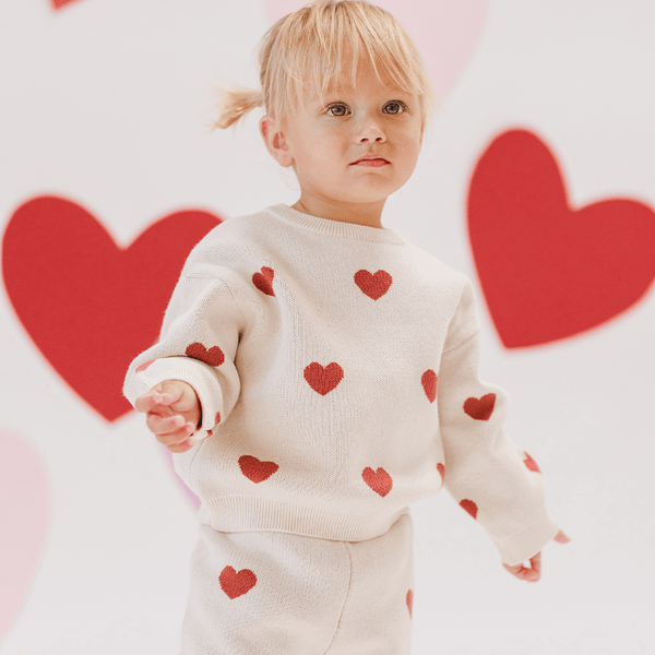 Quincy Mae Heart Knit Sweater - Natural