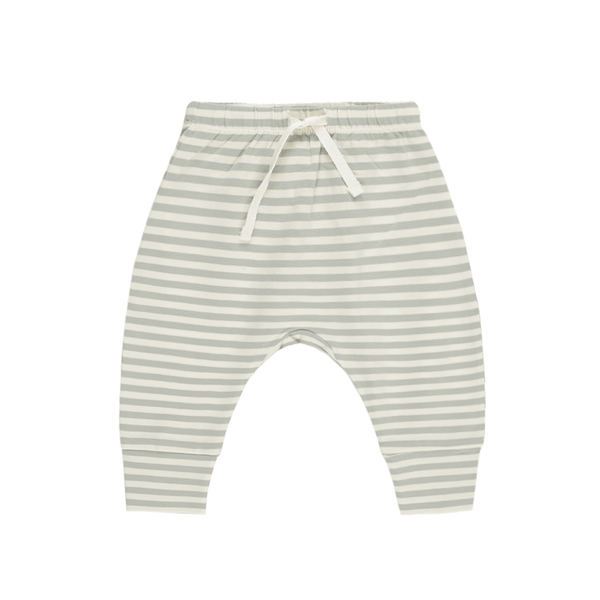 Quincy Mae Drawstring Pant - Sage Stripe