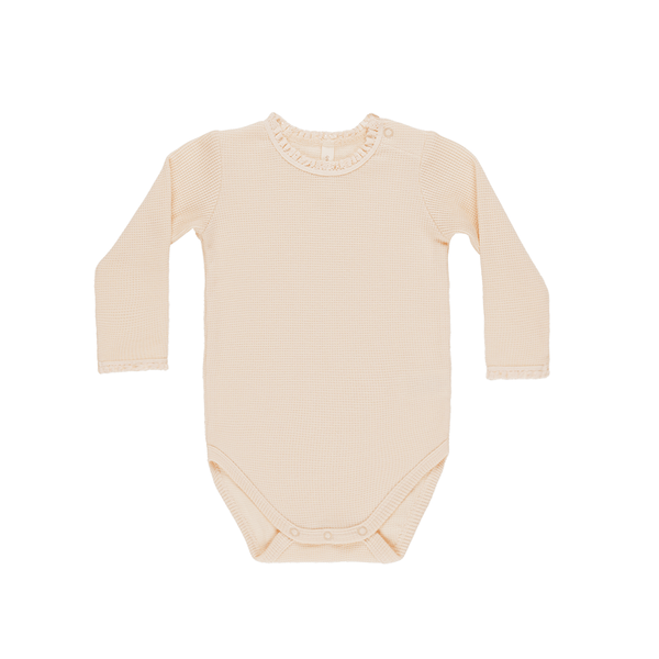 Quincy Mae Waffle Long Sleeve Bodysuit - Antique