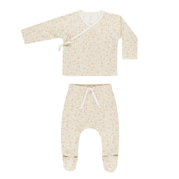 Quincy Mae Wrap Top & Footed Pant Set - Primrose