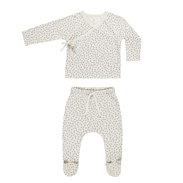 Quincy Mae Wrap Top & Footed Pant Set - Scatter