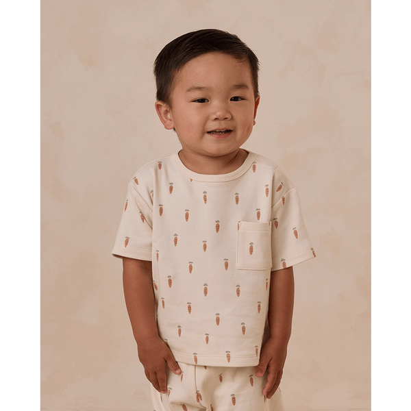 Quincy Mae Boxy Pocket Tee + Short Set - Carrots