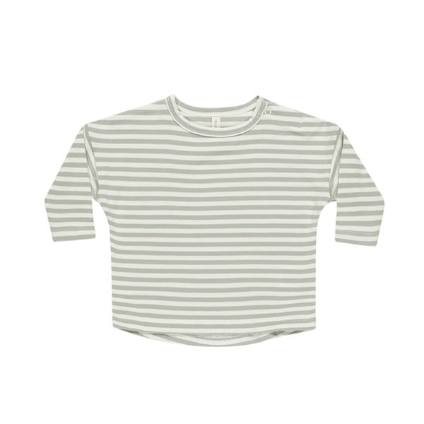 Quincy Mae Long Sleeve Tee - Sage Stripe