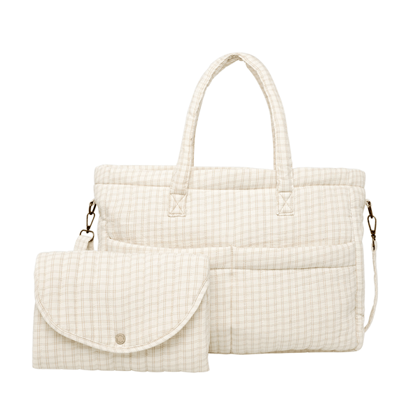 Quincy Mae Diaper Bag + Changing Pad Set - Oat Check