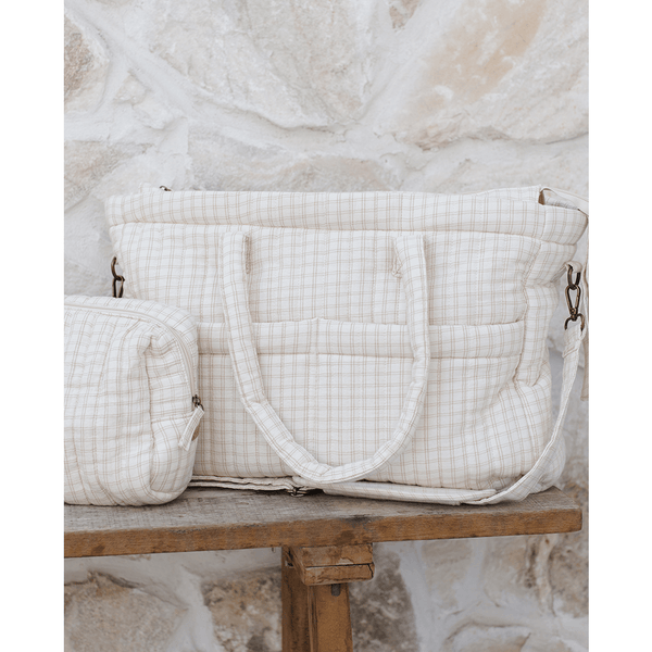 Quincy Mae Diaper Bag + Changing Pad Set - Oat Check