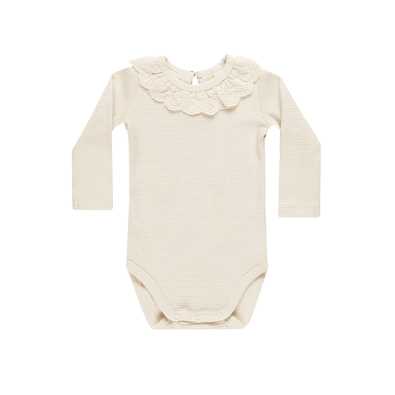 Quincy Mae Ruffle Collar Bodysuit - Natural