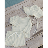 Quincy Mae Finn Rashguard & Short Set - Mint Stripe