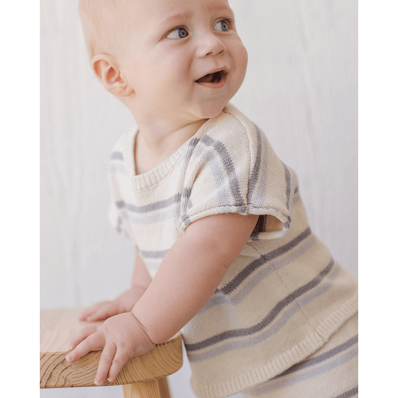 Quincy Mae Relaxed Summer Knit Set - Blue Stripe