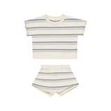 Quincy Mae Relaxed Summer Knit Set - Blue Stripe