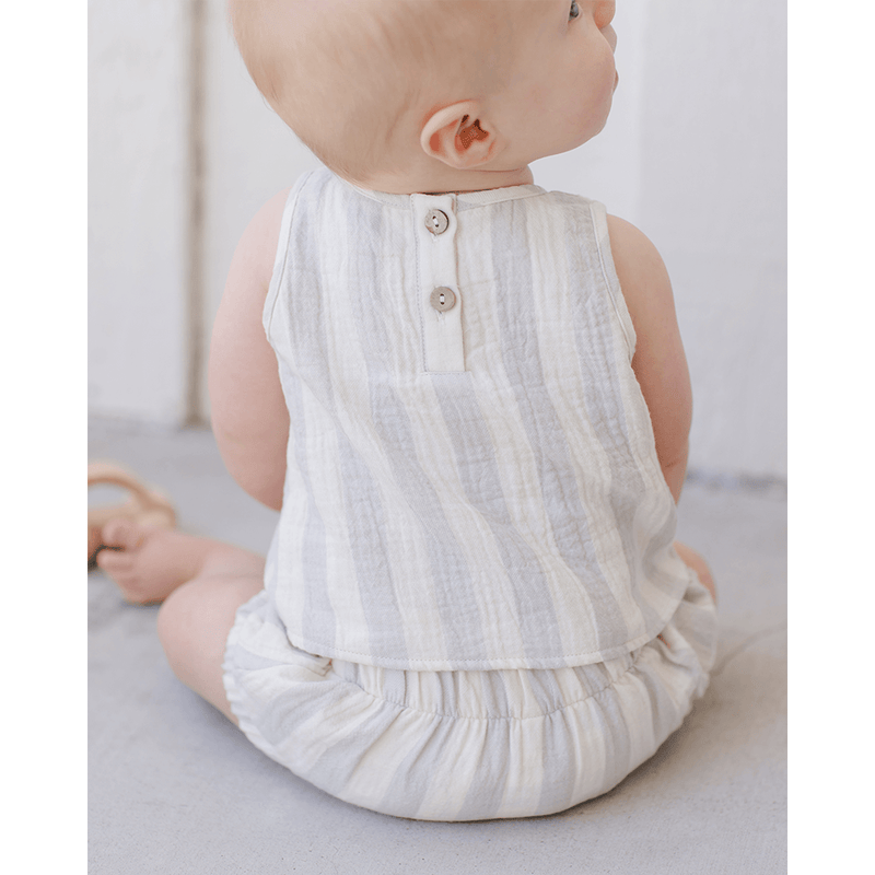 Quincy Mae Woven Tank & Short Set - Sky Stripe