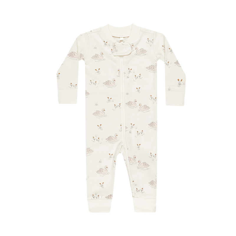 Quincy Mae Zip Longsleeve Sleeper - Swans