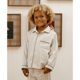 Rylee + Cru Long Sleeve Pajamas - Forest Pinstripe