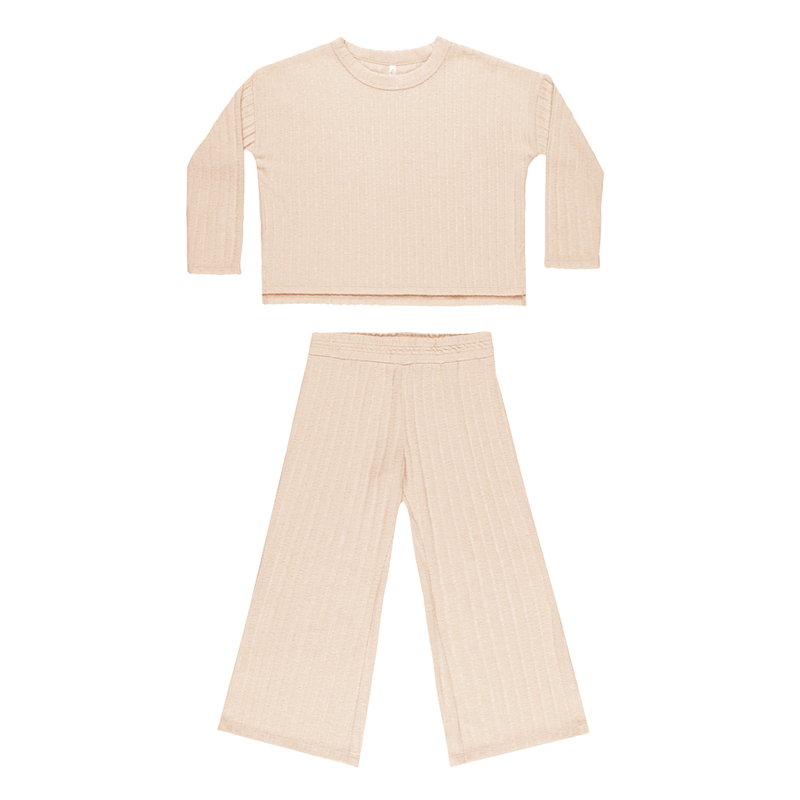 Rylee + Cru Cozy Rib Knit Set - Shell