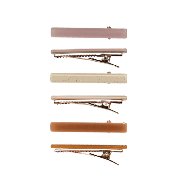 Rylee + Cru 6pk Hair Clips - Mauve, Ecru, Clay