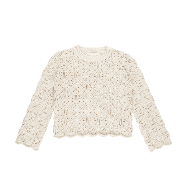 Rylee + Cru Crochet Knit Pullover - Natural