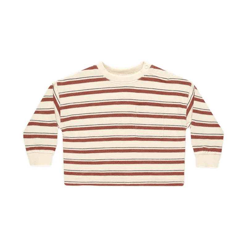 Rylee + Cru Relaxed Long Sleeve Tee - Brick Stripe