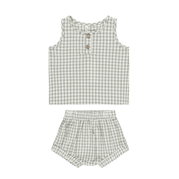 Rylee + Cru Baby Tank Set - Eucalyptus Gingham