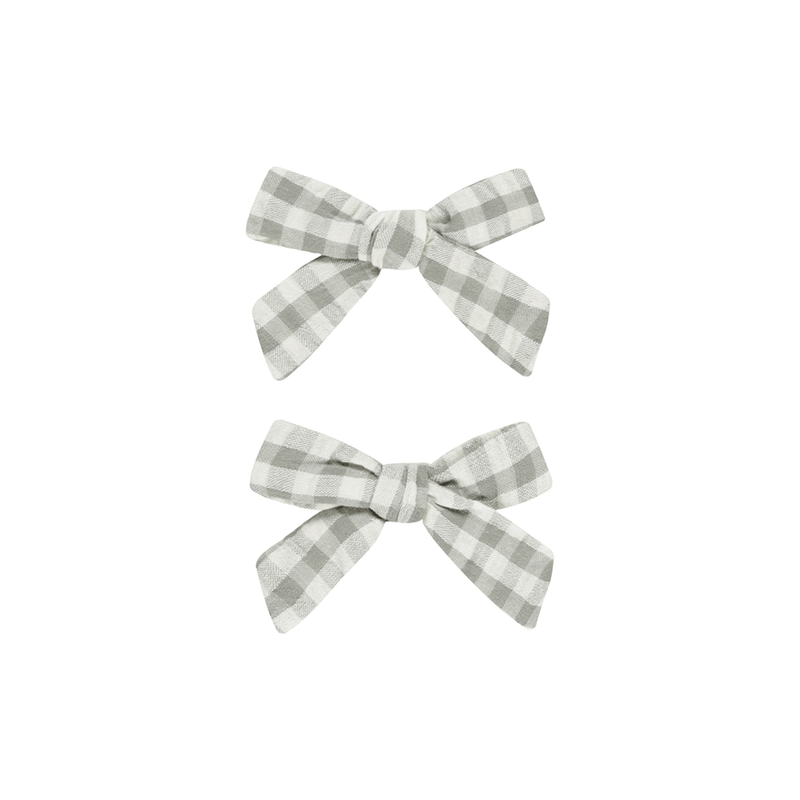 Rylee + Cru Bows, Set of 2 - Eucalyptus Gingham