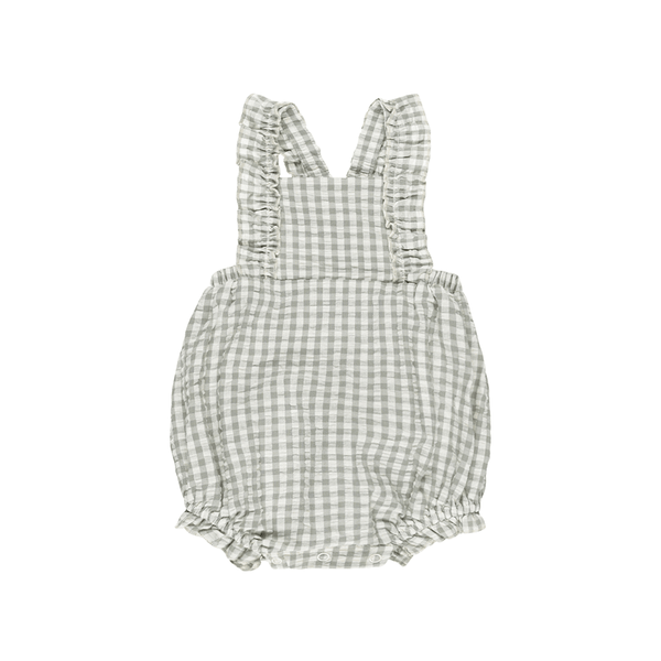 Rylee + Cru Chiara Romper - Eucalyptus Gingham