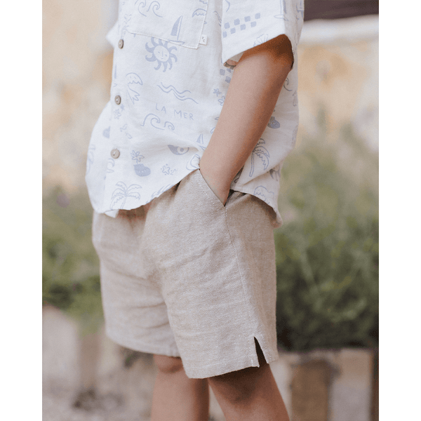 Rylee + Cru Collared Short Sleeve Shirt - Mediterranean