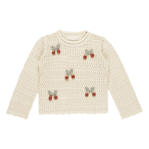 Rylee + Cru Crochet Knit Pullover - Cherries