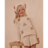 Rylee + Cru Crochet Knit Pullover - Cherries