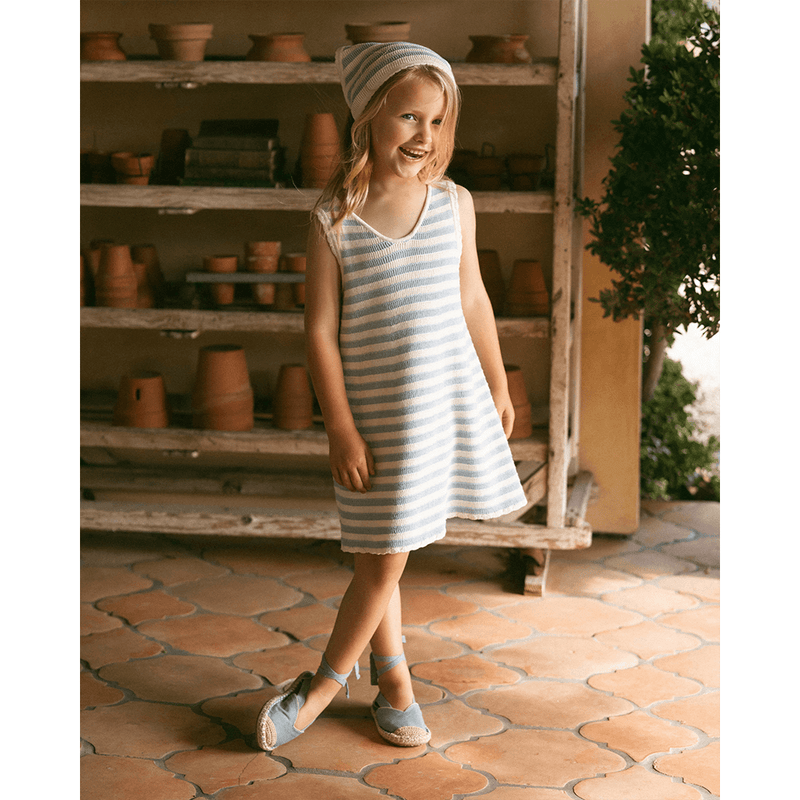 Rylee + Cru Crochet Tank Mini Dress - Blue Stripe