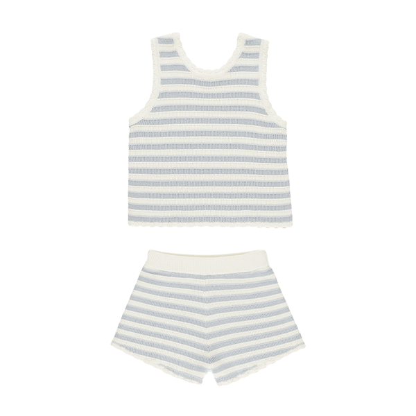 Rylee + Cru Crochet Tank Set - Blue Stripe