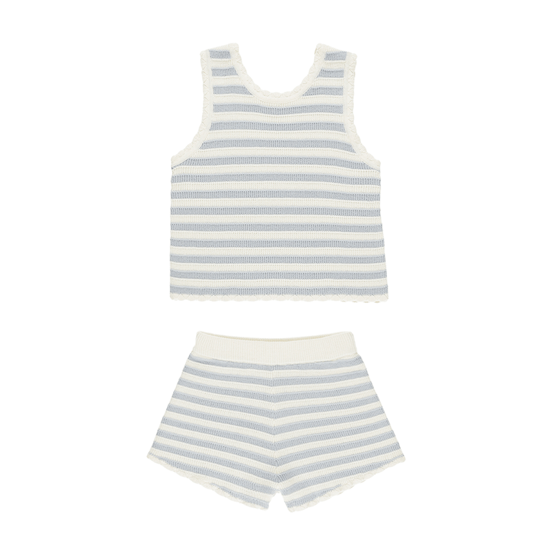 Rylee + Cru Crochet Tank Set - Blue Stripe