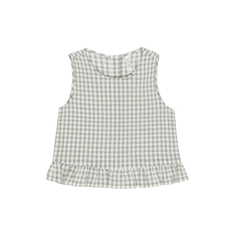 Rylee + Cru Oceanside Top - Eucalyptus Gingham