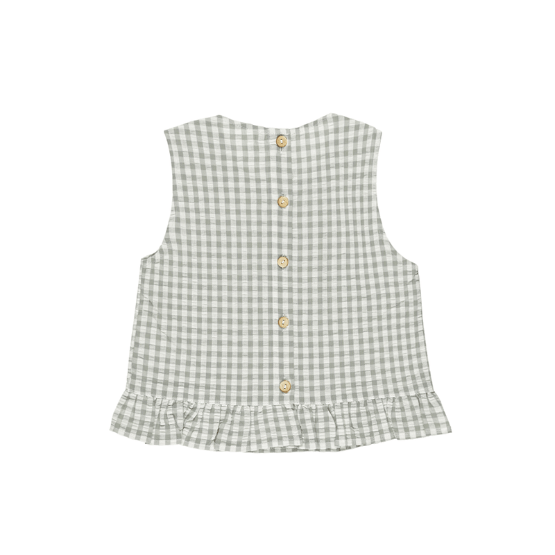 Rylee + Cru Oceanside Top - Eucalyptus Gingham