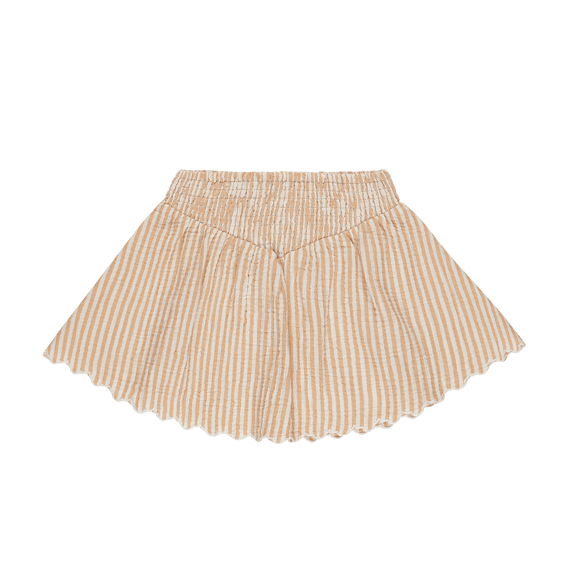 Rylee + Cru Smocked V Mini Skirt - Grapefruit Stripe