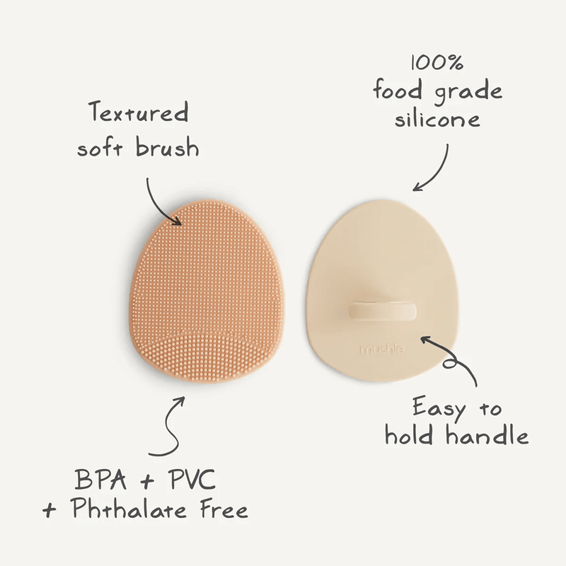 Mushie Cradle Cap Brush 2 Pack - Blush/Shifting Sand