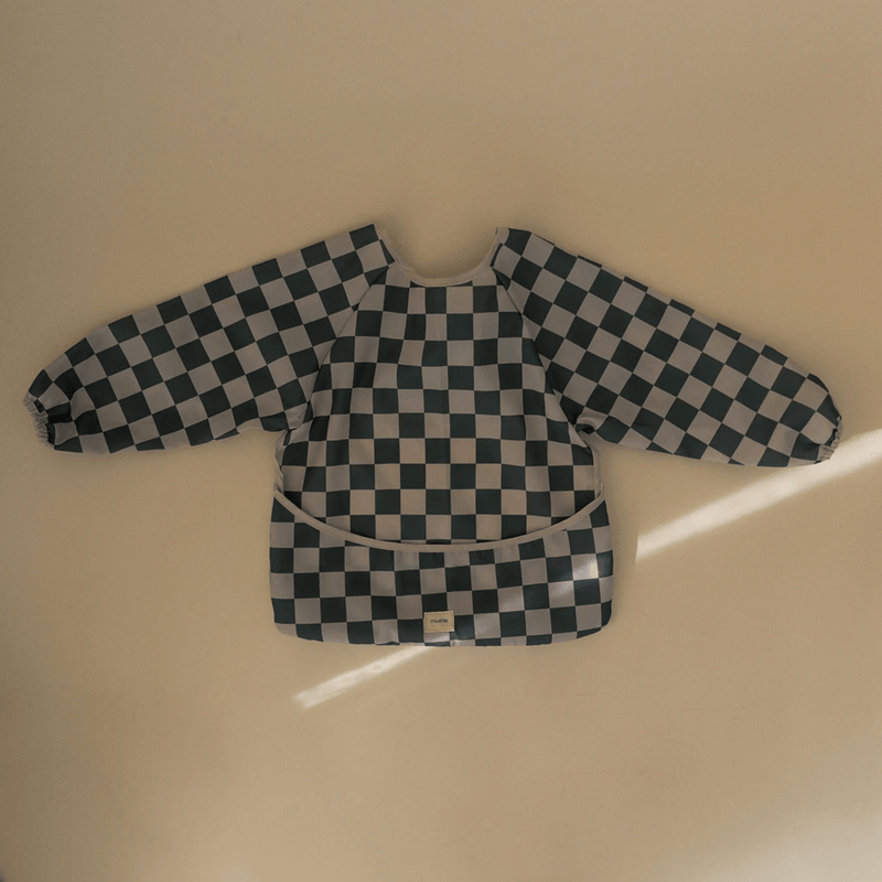 Mushie Long Sleeve Bib - Olive Check