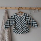 Mushie Long Sleeve Bib - Olive Check