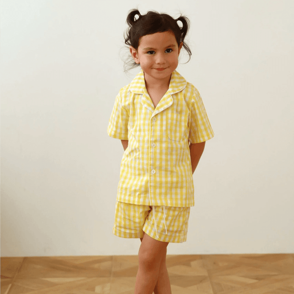 Piccolo Pyjama Short Set - Buttercup Yellow Gingham