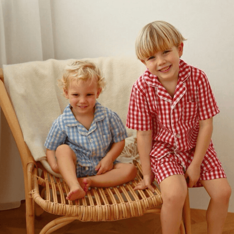 Piccolo Pyjama Short Set - Strawberry Red Gingham