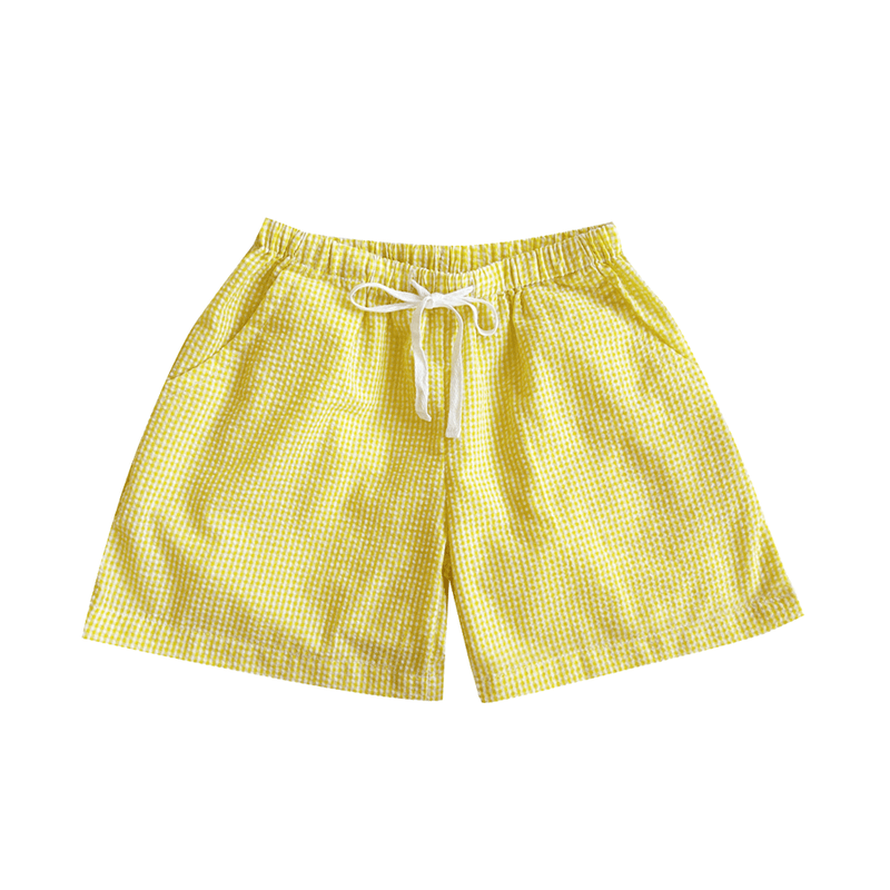 Piccolo Seersucker Play Short - Buttercup Yellow Gingham