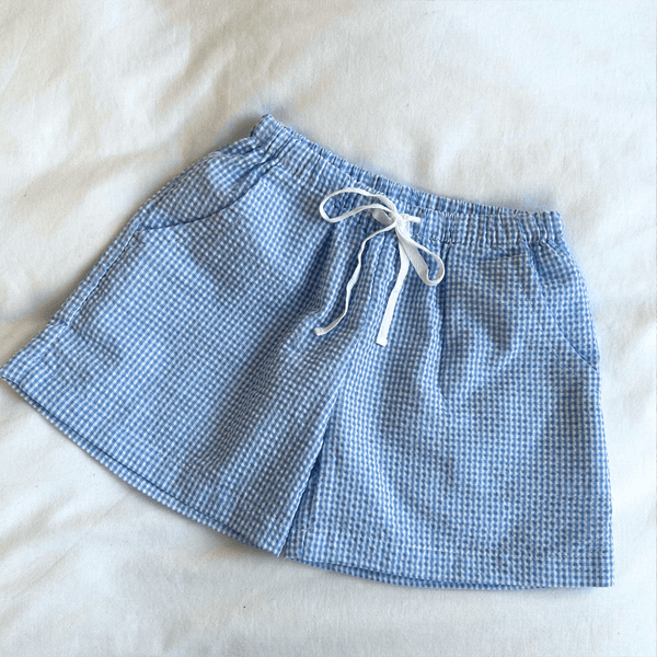 Piccolo Seersucker Play Short - Riviera Blue Gingham