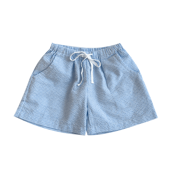 Piccolo Seersucker Play Short - Riviera Blue Gingham