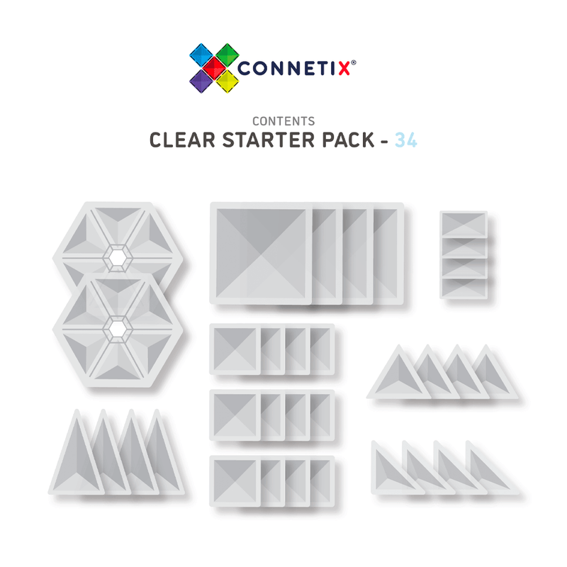 Connetix - 34 Piece Clear Starter Pack