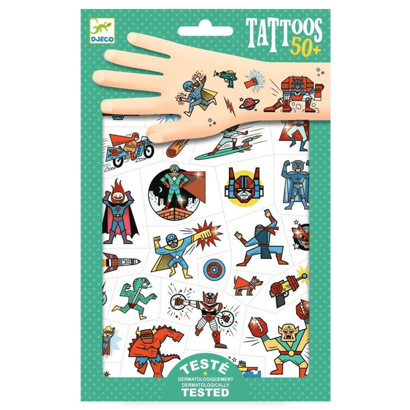 Djeco Tattoos - Hereos Vs Villians